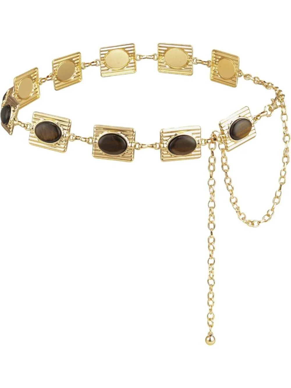 Stylish Green Glass Diamond Chain Belt - Metal Women's Western Dress Accessory